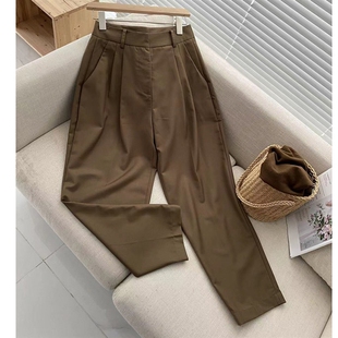 CoMo 春季微胖女生裤子高腰纯色卡其休闲时尚新款西装裤 8812