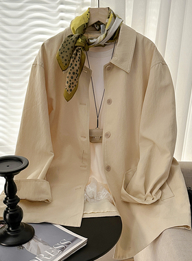 1CoMo 新款天丝混纺中长款英伦风休闲设计感韩版ins风衣外套5120