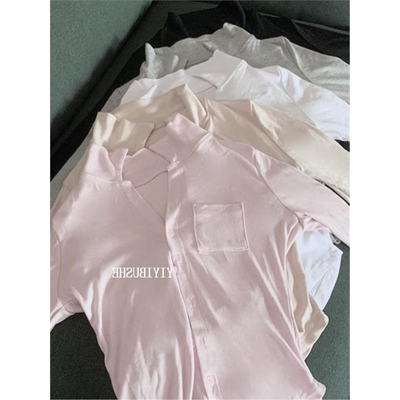 当天发 自制 LZ169超美性感 女人味白色修身小开衫T恤sr