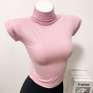 高领内搭打底衫 韩国ins博主同款 t恤女薄款 显身材短袖 上衣春 修身