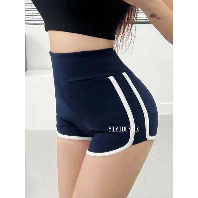 PI190漫画蜜桃臀显瘦裤线拼接高腰紧身包臀超短裤