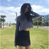 上衣jazz跳舞服爵士舞蹈服女性感韩国女团同款 短款 长袖 嘻哈演出服