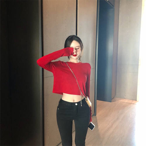 短款长袖上衣jazz跳舞服爵士舞蹈服女性感韩国女团同款嘻哈演出服