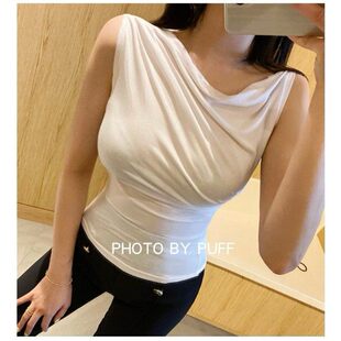 夏季新款韩国东大门荡领背心简约百搭T恤上衣