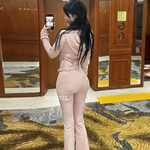 热销 自制 LF032温柔~性感修身连帽外套+休闲裤套装jm