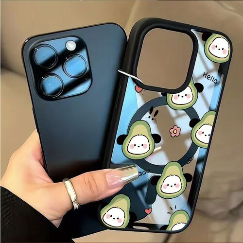 Cartoon avocado dog magnetic clear case适用iphone 11 12 13 14 15 16 plus 17 pro max