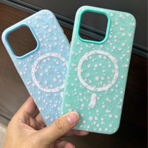 Matte Full Print Small Flowers Magnetic Phone Case Skin Feel Cover 适用 iPhone 18 17 Pro Max 16 15