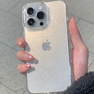 Clear Glitter Case 适用 iPhone 16 Pro Max/14/15/XR/XS Anti-Scratch & Anti-Drop, Simple Ins Style