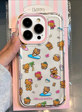 Beach Black Cat Cartoon Case 适用 iPhone 11/12/13/14/15/16 Pro/ProMax – Precise Cutout Soft Cover