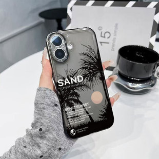 Sunset Coconut Tree Minimalist Trendy Protective Case 适用 iPhone 17 16 Plus 15 Pro Max 14 13
