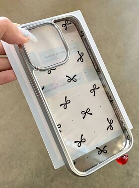 Polka Dot Bow Soft Case with Electroplated Frame 适用 iPhone 15 Pro Max /14/13/12/XR – Cute Stylish