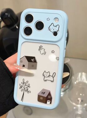 Soft Color Transparent Cat House Phone Case 适用 iPhone 17 Air 16 Plus 15 Pro Max 14 13 12 11