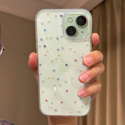 colorful stars clear soft case 适用iphone 11 12 13 14 15 16 17 pro max XR XS MAX 7 8 PLUS