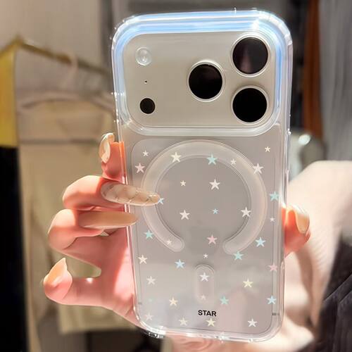INS Full Screen Colorful Star Phone Case 适用 iPhone 17 Pro Max 16 15 14 Personalized Cover
