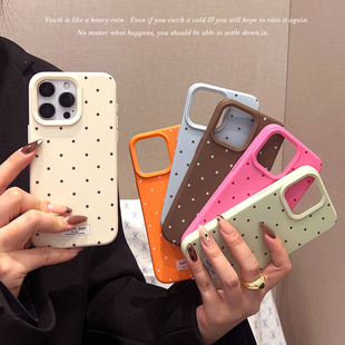 candy color polka dot soft case适用iphone 11 12 13 14 15 16 plus 17 pro max