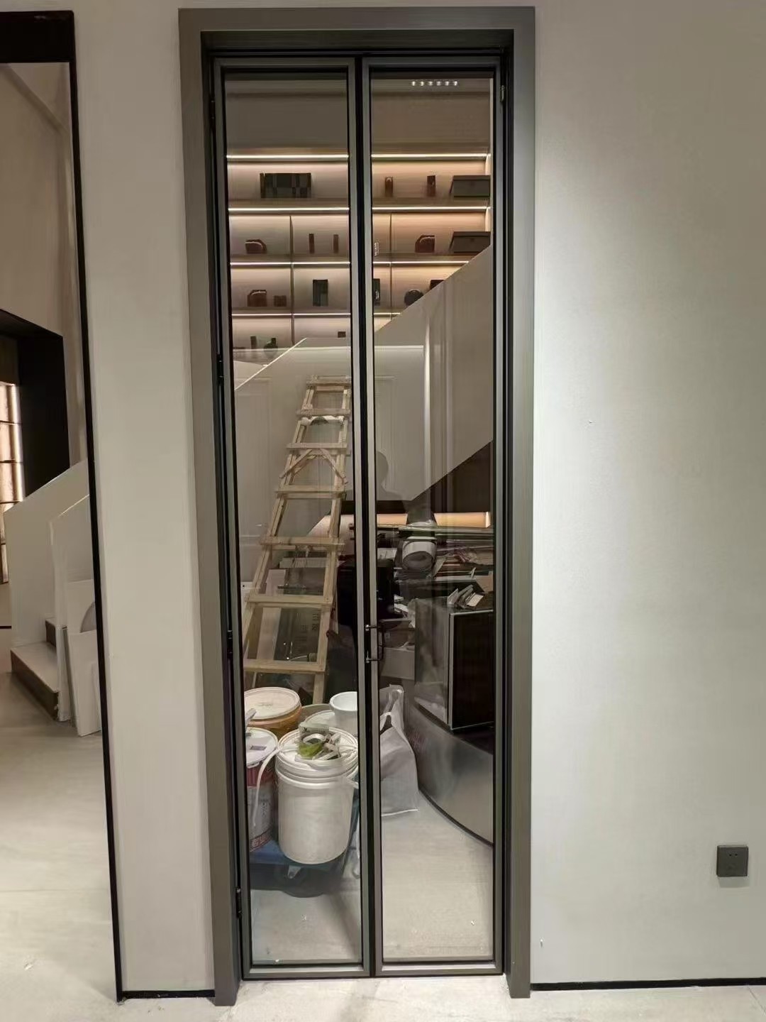 钛镁铝合金吊轨小折叠门卫生间推拉厨房无下轨浴室玻璃门简约极窄