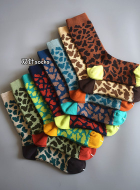 日系秋冬季双针双路无骨女士袜外贸出口复古中筒袜民族风sock潮牌