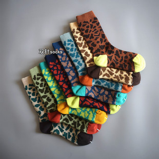 日系秋冬季 双针双路无骨女士袜外贸出口复古中筒袜民族风sock潮牌