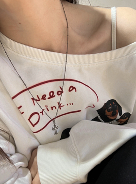 韩国进口72W高品质十字架通体925纯银项链镶钻小众设计感时尚感