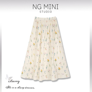 NG Minimalism 夏气质显瘦百搭小众设计女碎花半身裙