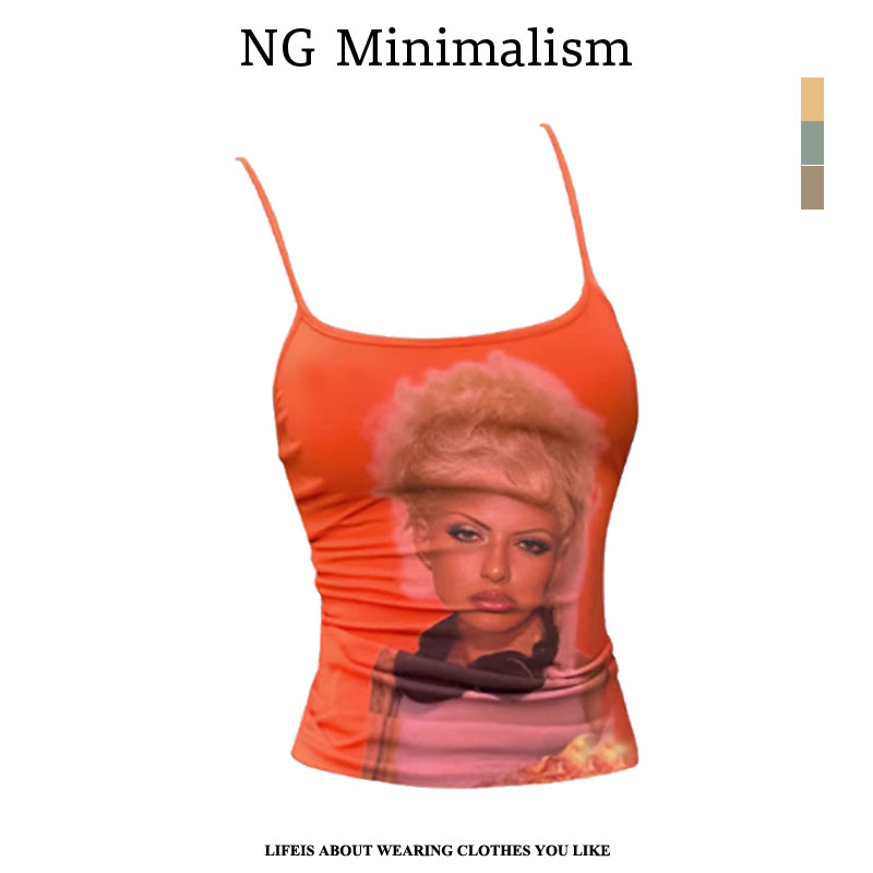 【现货】NG Minim热辣多巴胺橘色人像印花背心
