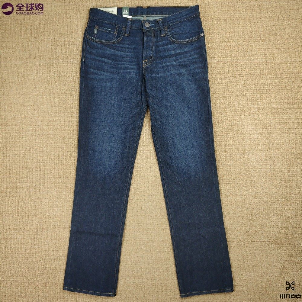 af休闲水洗低腰修身直筒牛仔裤