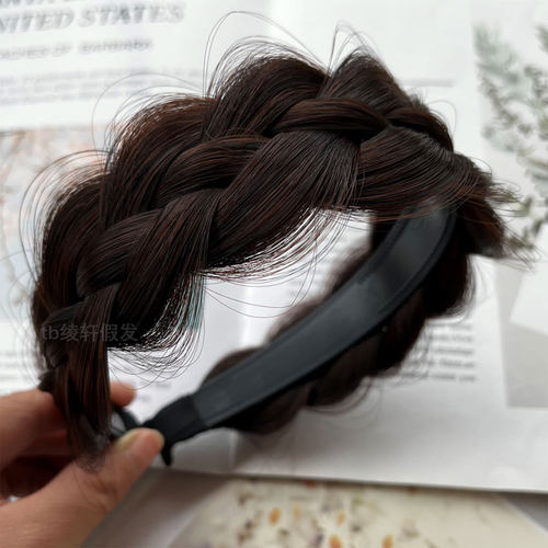 麻花辫假发发箍凌乱自然加宽加厚