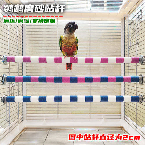 鹦鹉磨爪棒双头固定磨砂站杆