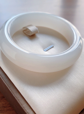 57圈口-藕粉+烟青-正装平安镯-青海料-天然和田玉手镯-梧桐家