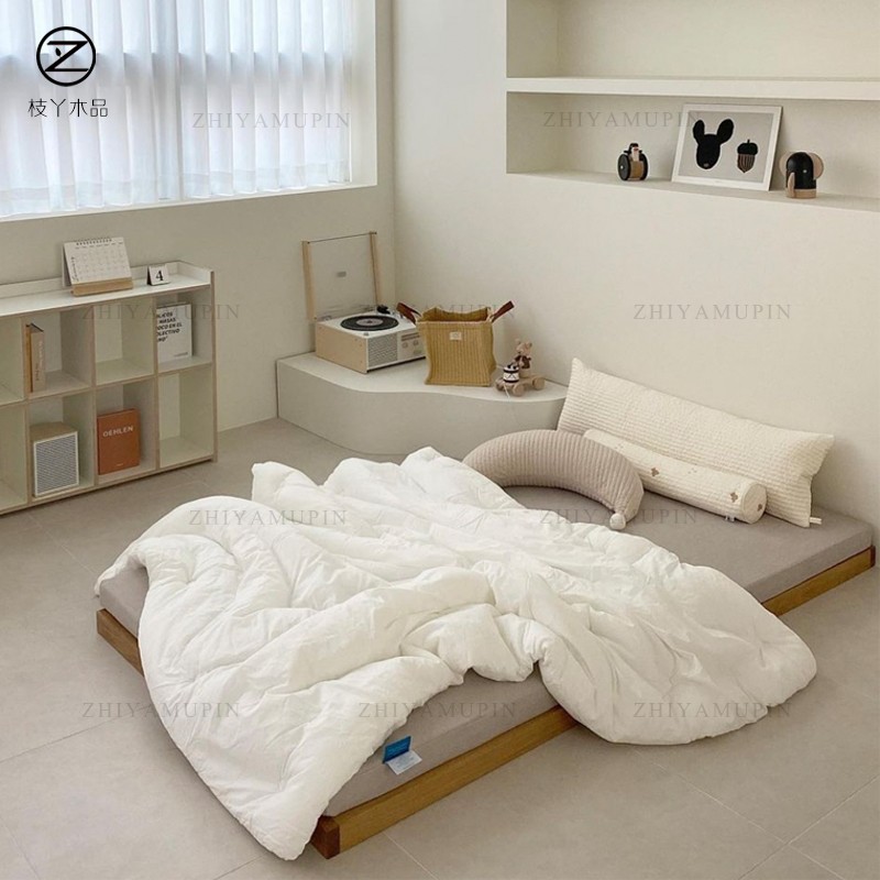 枝丫木品日式地台床全实木榻榻米床儿童床单双人组合低矮床子母床-封面