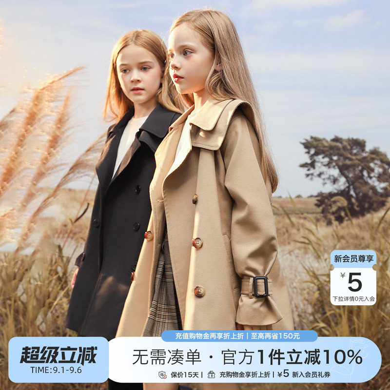 女童春春款风衣英伦风外套图片
