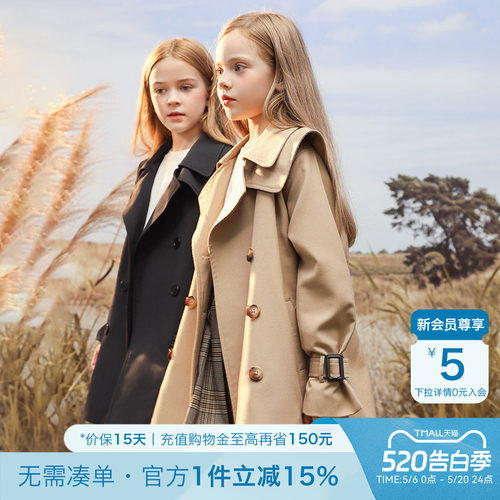 女童春春款风衣英伦风外套