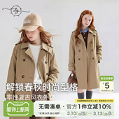 外套 中大童卡其色双排扣复古中长款 女童春秋新款 英伦风衣2026春季