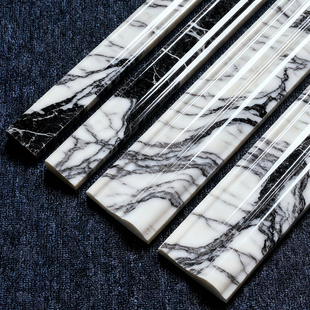 微晶石线条爵士白岩板瓷砖背景墙边框客厅门套墙砖腰线大理石收边