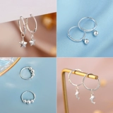 Кольцо, серьги, серебряный браслет, небольшой дизайнерский браслет с одной бусиной, серебро 925 пробы, тренд сезона