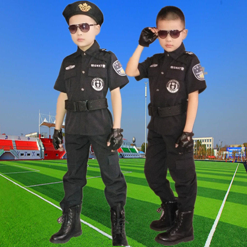 儿童小警官服小特警幼儿小军装摄影服男女小交警黑猫警长演出服