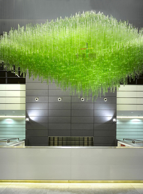 现代简约斜口玻璃管三角造型酒店大堂灯蓝色黄色SPA吧台会所定制