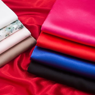 高档弹力色丁布料仿真丝绸缎古装旗袍汉服装丝绸仿桑蚕丝睡衣面料