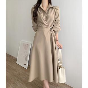 尺寸已更新 韩国chic 法式轻奢气质时尚设计感衬衫裙连衣裙