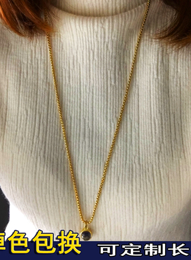 泰国佛牌链子男女长款吊坠玉挂链加粗毛衣项链不掉色细链两三挂