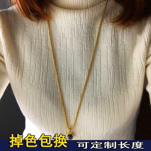 泰国佛牌链子男女长款吊坠玉挂链加粗毛衣项链不掉色细链两三挂