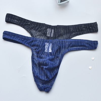 男士丁字内裤美人线网纱透视露臀