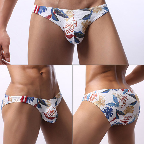 网孔网眼印花男士三角内裤