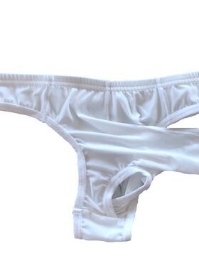 男士冰丝象鼻子性感情趣JJ凸露蛋抢蛋分离丁裤T字裤平角裤裤衩
