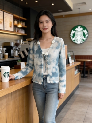 扎染短款外套女春夏季新款小个子时尚气质百搭上衣设计感小众开衫