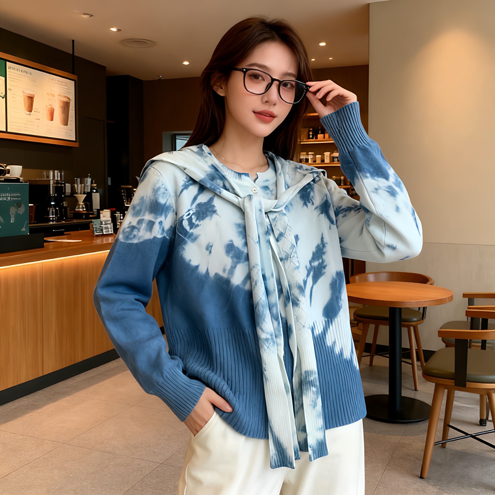 云南扎染针织衫外套女2026春秋新款宽松上衣开衫女百搭长袖毛衣女