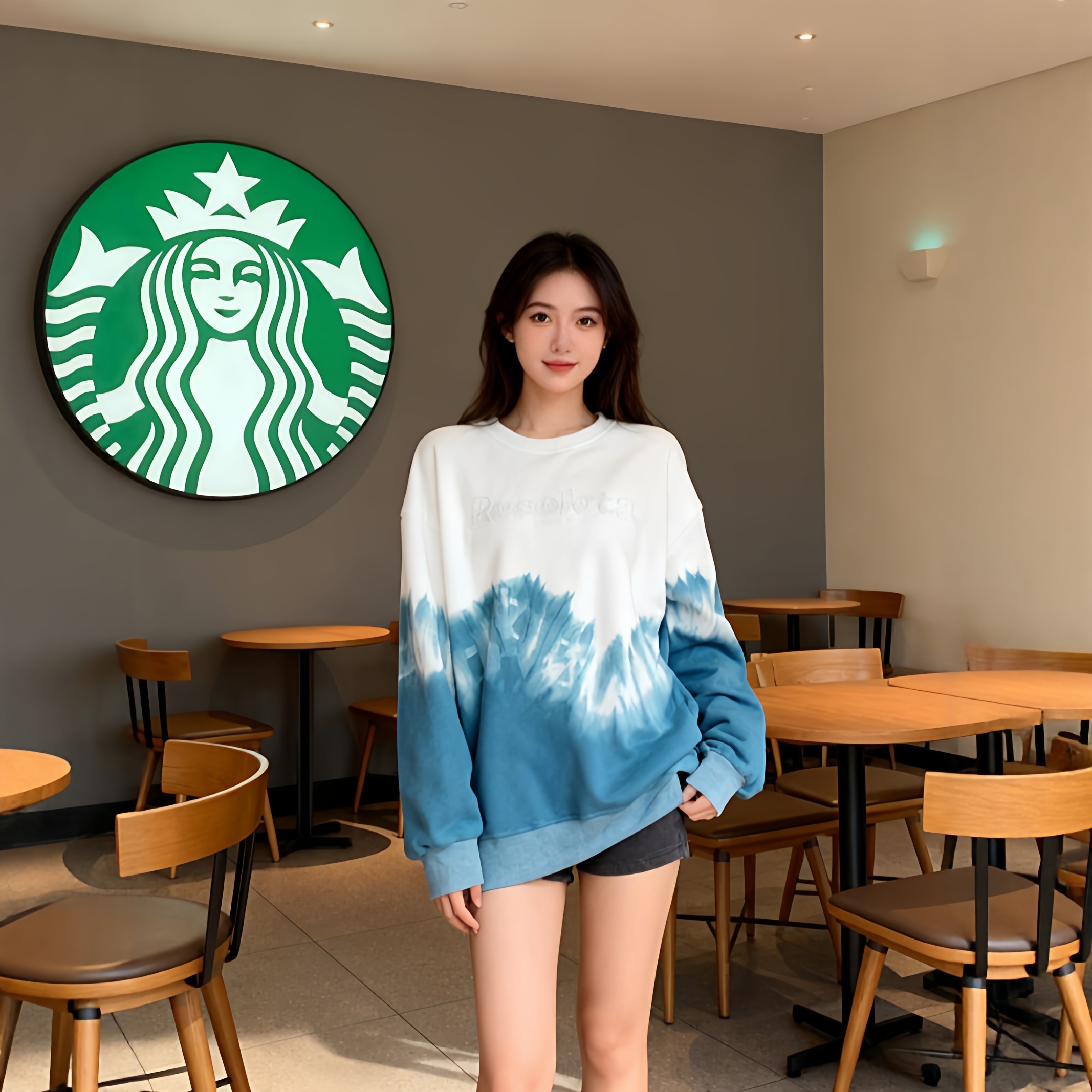 扎染秋冬加绒卫衣女款宽松加厚t恤保暖内搭外穿套头上衣百搭外套