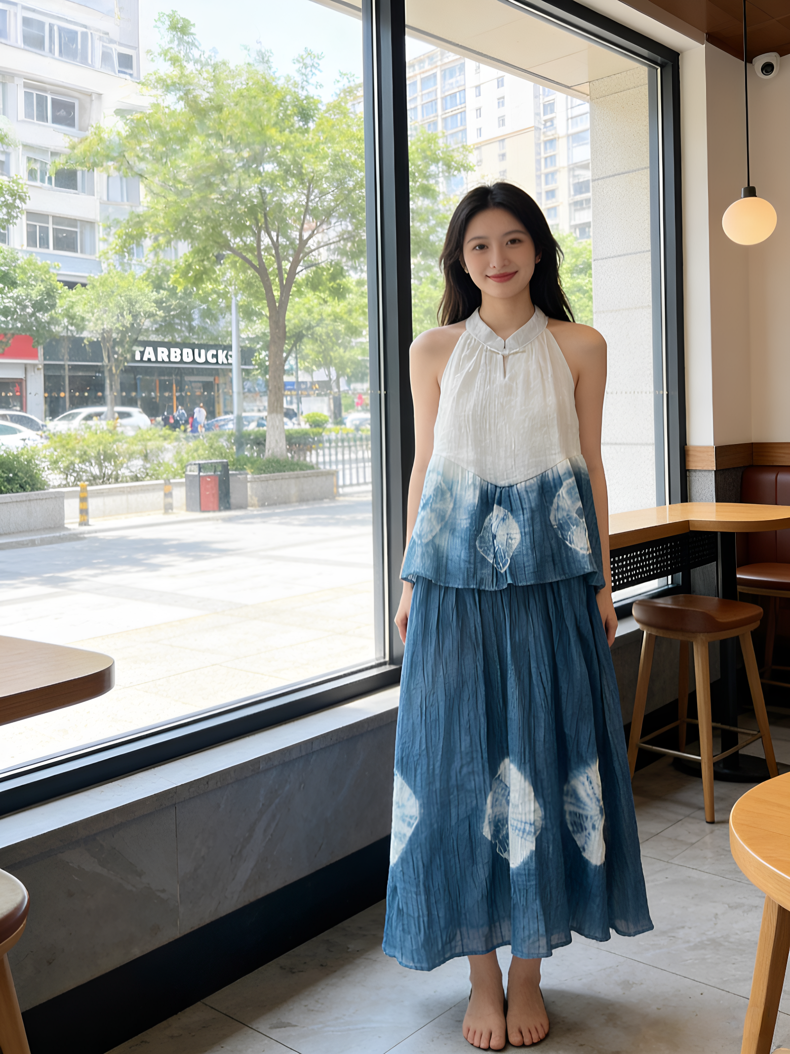云南大理扎染连衣裙女2026夏季新款度假风穿搭显瘦吊带裙沙滩长裙