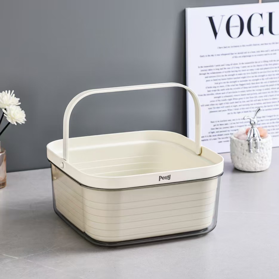 佩帝加厚沥水篮带手提厨房洗菜果蔬清洗沥水二合一滴水盆pp食品级