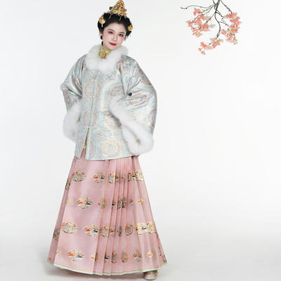 檀绾上衣-五花马仿宋锦全色织明制绗棉夹棉短昭君袄冬季汉服新年